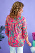 Plus Size Paisley Print V Neck Roll Tab Sleeve Blouse